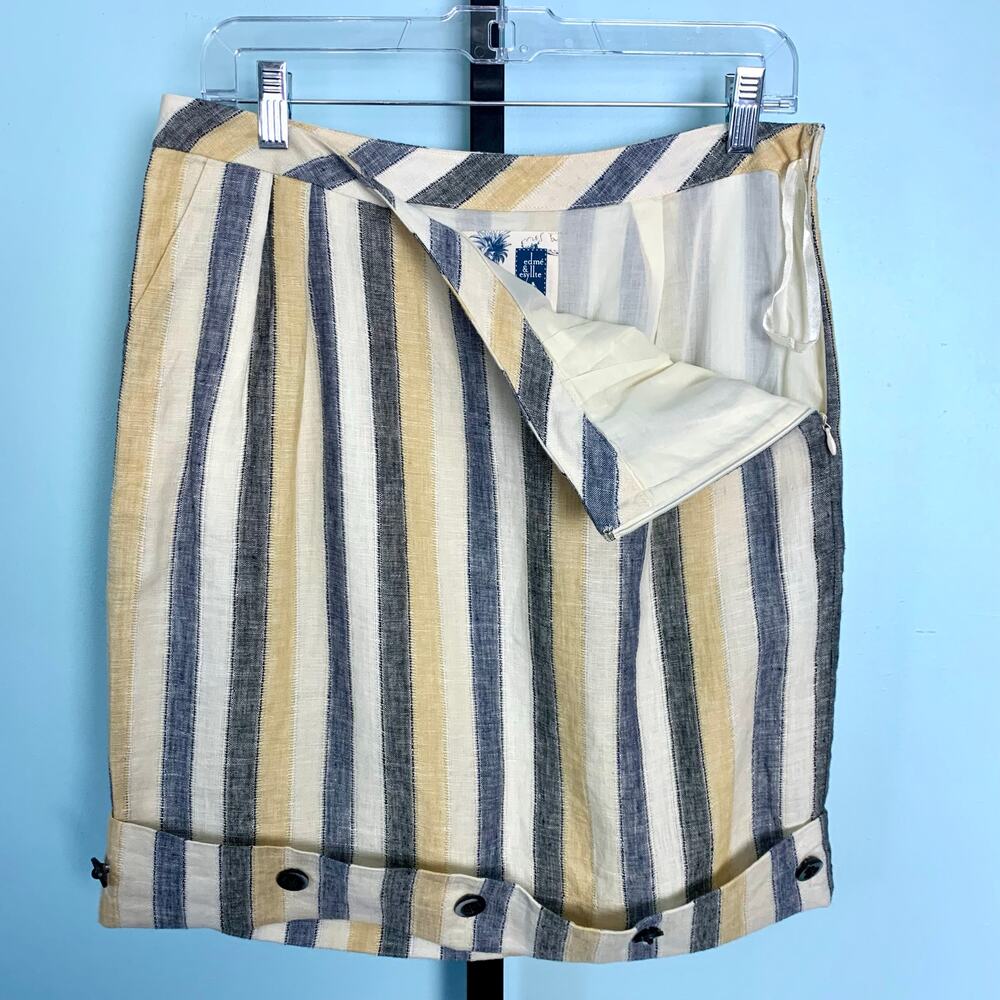 Anthropologie Edme & Esyllte Striped Linen Skirt Size 4 - Picture 8 of 9